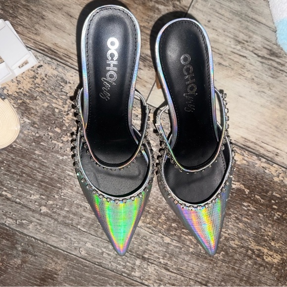 Ochotoros: Torreon-01 Slip On Women's Mule Pumps in Silver Size 9 - Picture 2 of 3